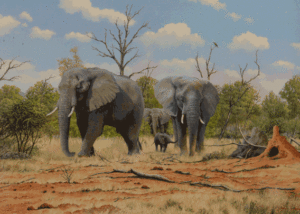 Elephants heading for water in Kruger Park - South Africa