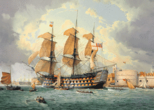 HMS Victory entering Portsmouth on December 4th 1812