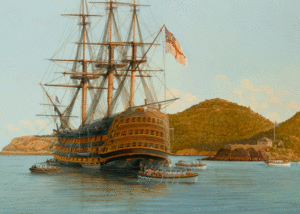 HMS Victory at Anchor in Antigua 1805