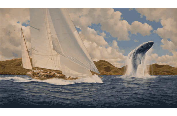 Humpback Whale and Yacht Mariella off Antigua