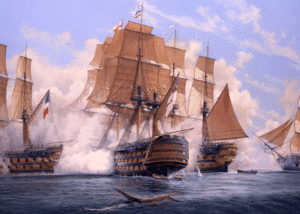 Victory opens fire at Trafalgar 1805
