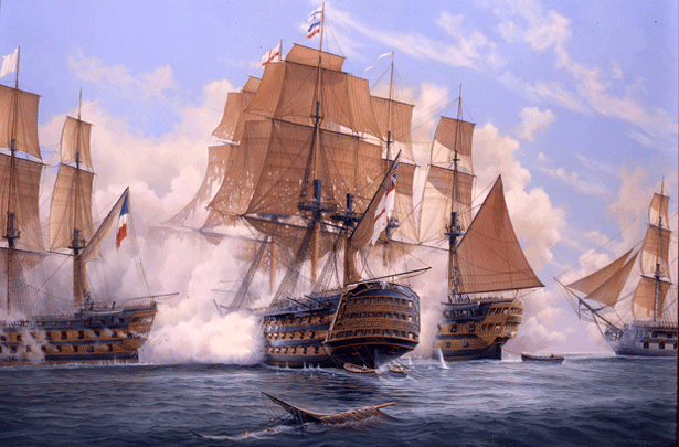 Victory opens fire at Trafalgar 1805