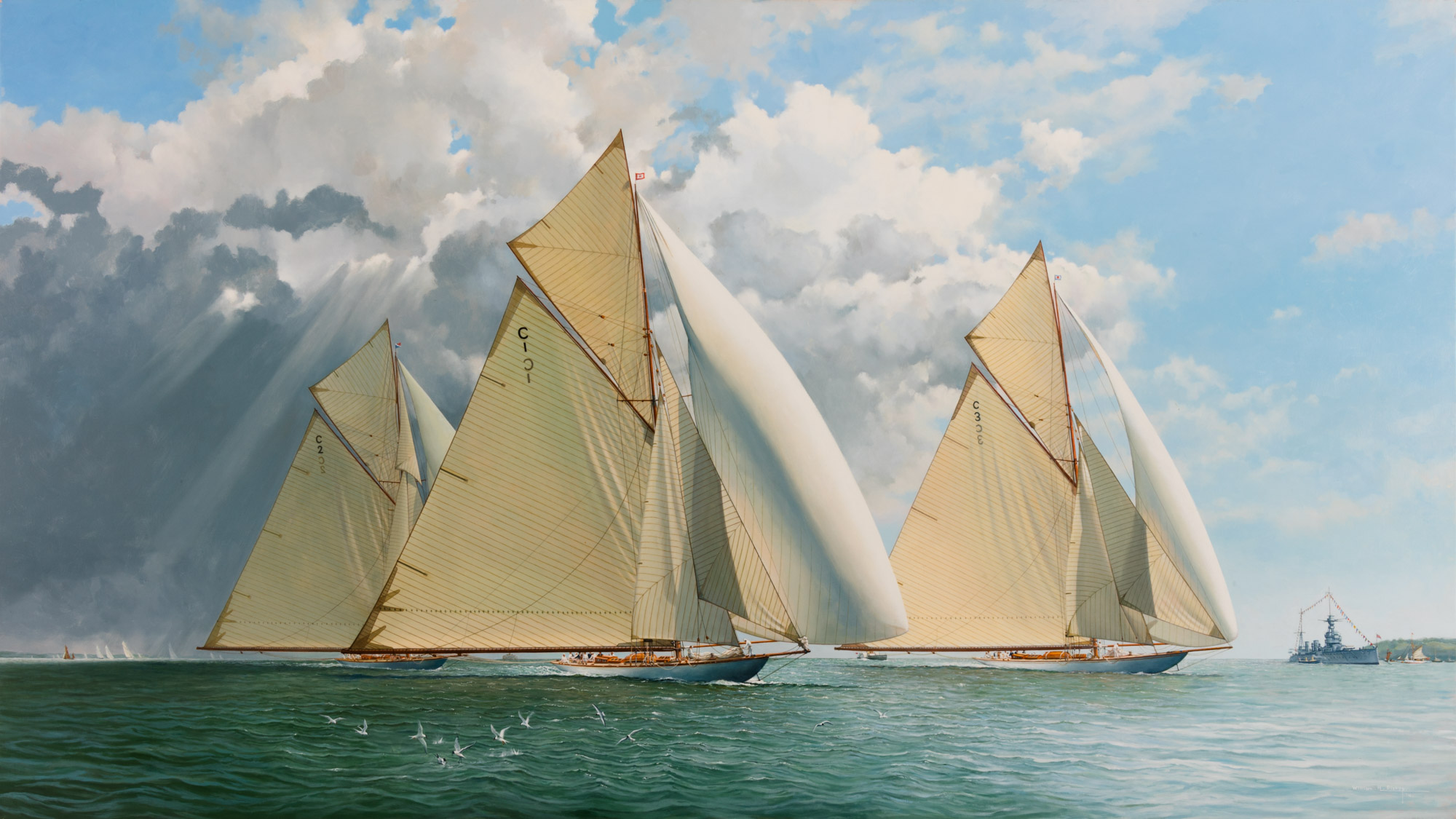 19 Metre Yachts racing in the Solent c1912